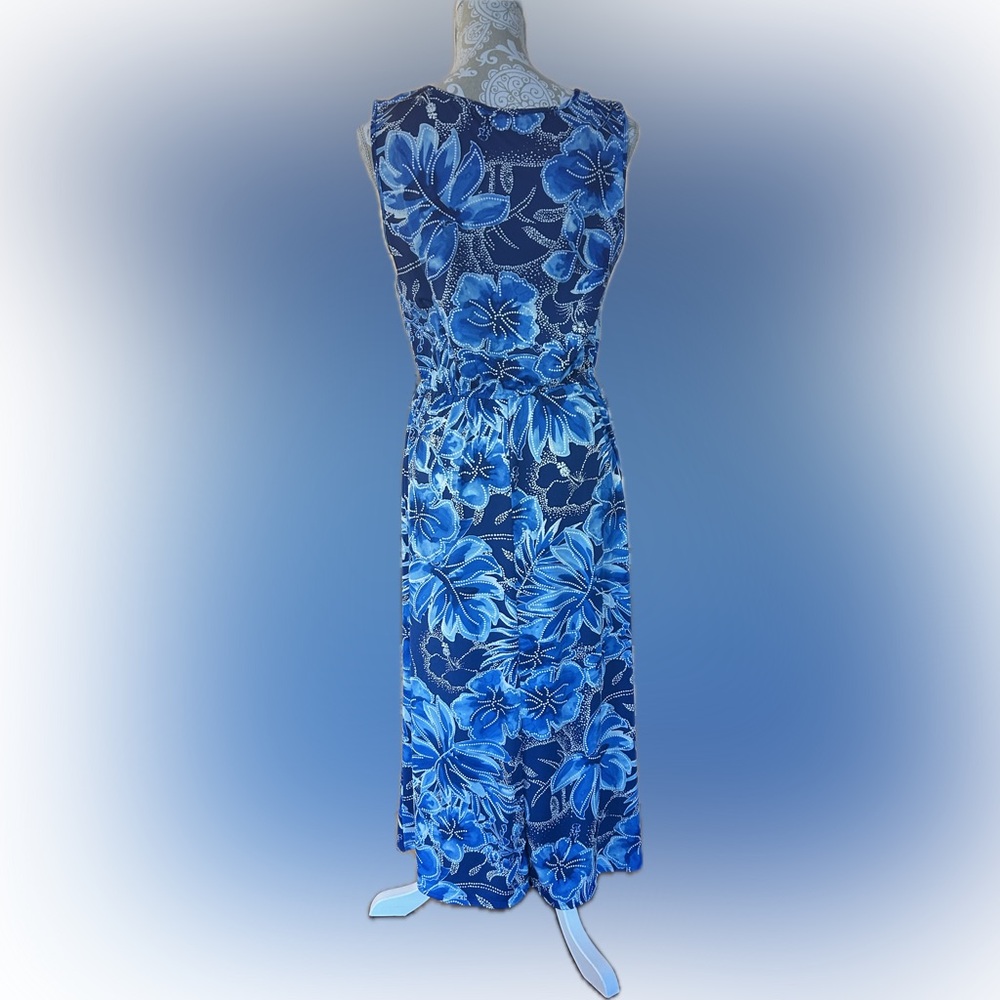 Floral Blue Maxi Dress sleeveless size L - Picture 2 of 7